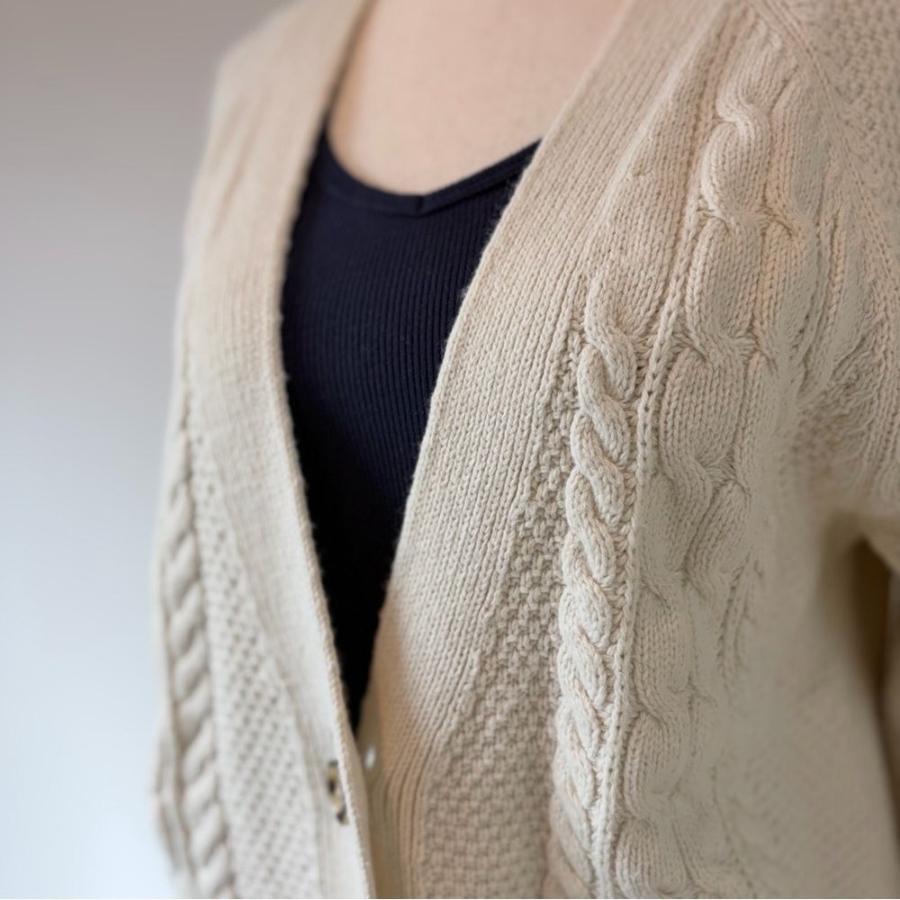 GAP Cream Button-Up Cable Cardigan - Picture 6 of 9